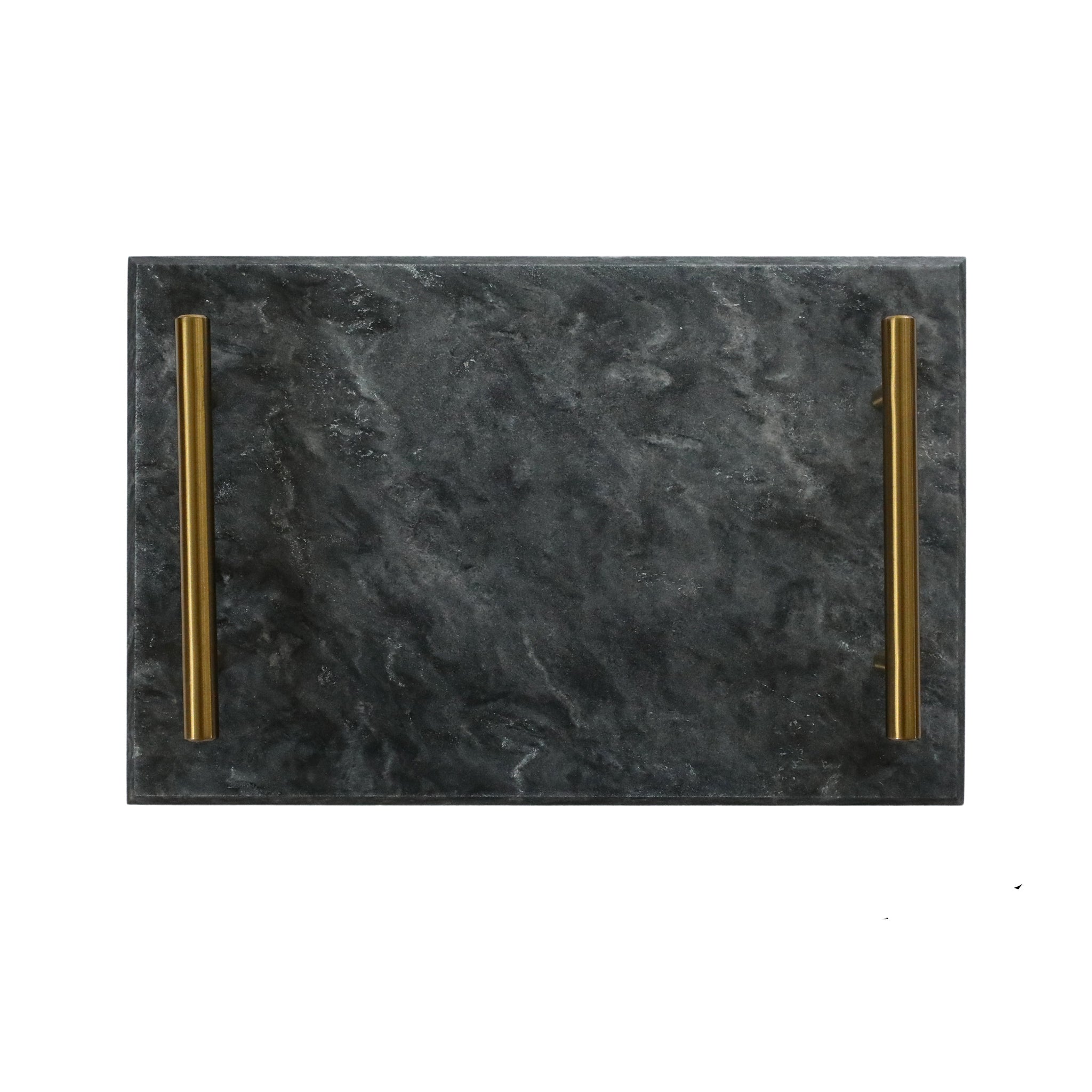 Black Marble Tray with Gold Handles