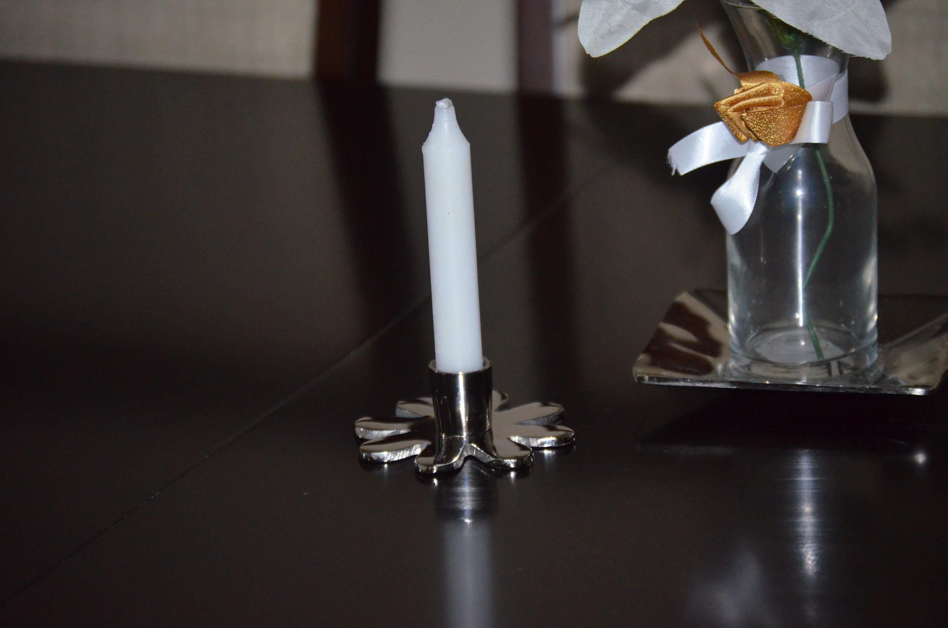 Decorative Silver Flower Candle Holder