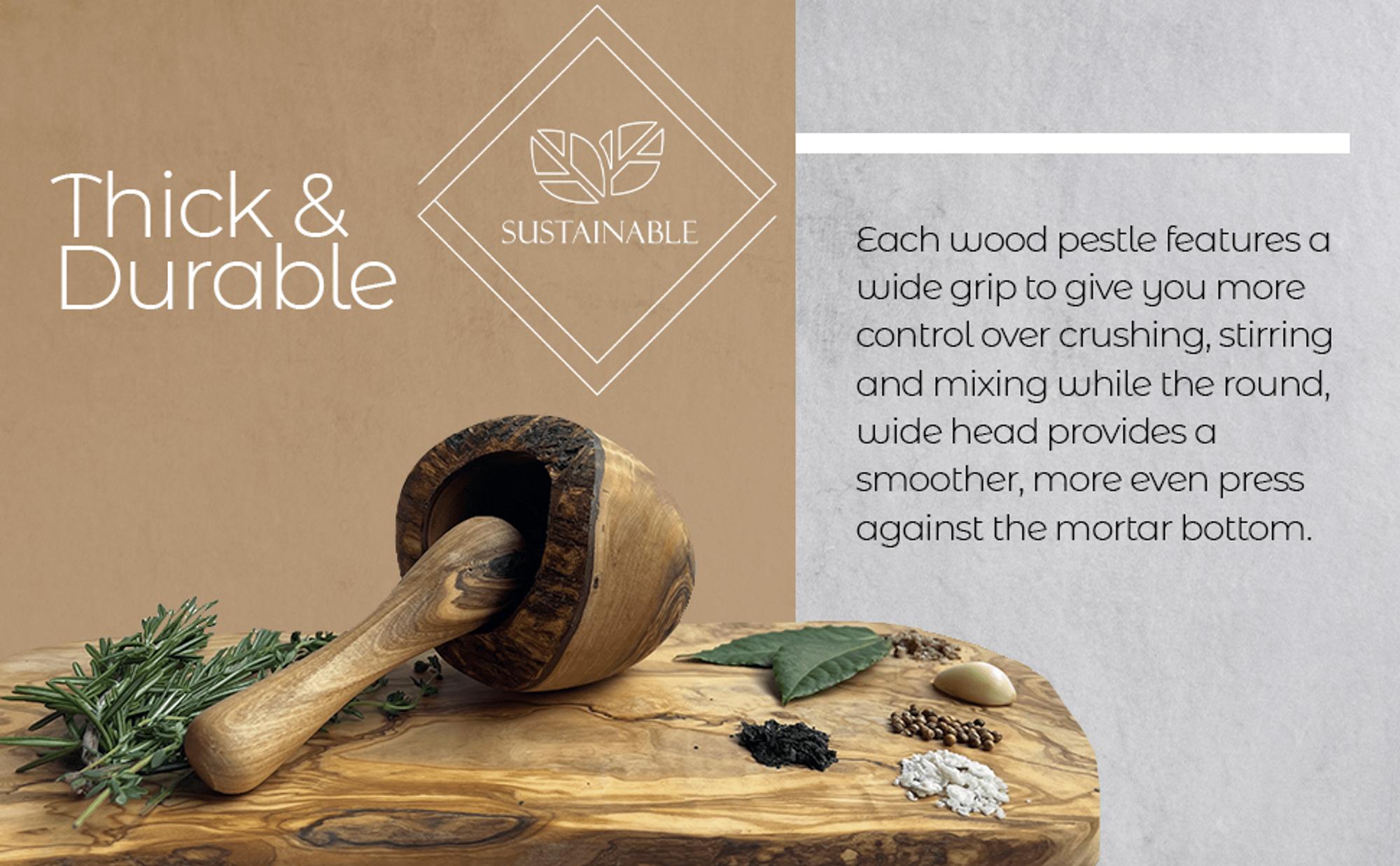Olive Wood Mortar and Pestle