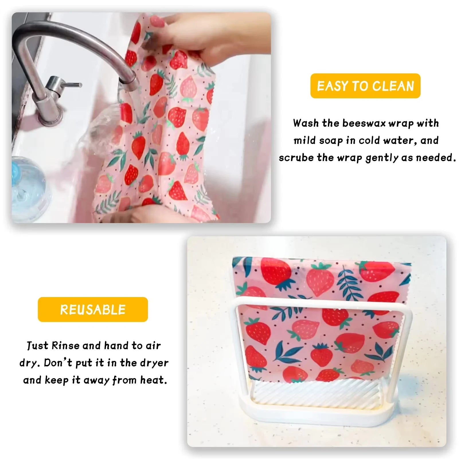 Beeswax Food Wraps - 3pcs