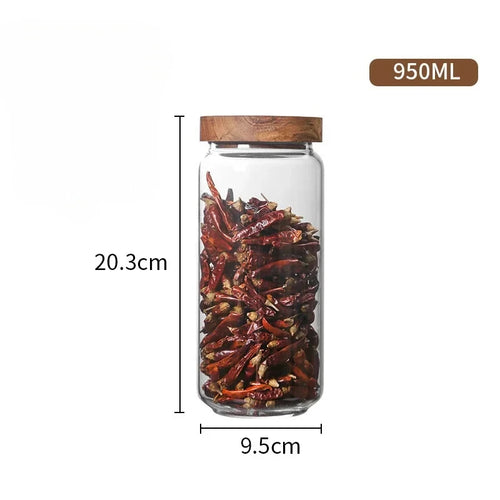 Glass Food Storage Jars w/ Wood Lids